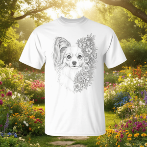 Camiseta floral Papillon Dog con flores y mariposas para mujer - Product Image 3