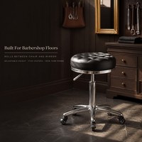 Tabouret de bar capitonné réglable avec levage pneumatique, pivotant à 360 degrés, coussin en PU, base en métal chromé, roulettes pour salon