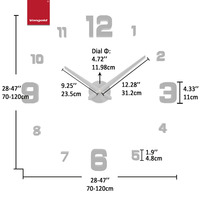 Jam Dinding Analog DIY Modern Hitam Besar Permukaan Akrilik Mengkilap Mesin Quartz Senyap Tanpa Bingkai Dioperasikan dengan Baterai untuk Pernikahan