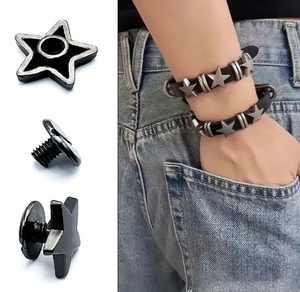 Forma de estrella Aleación de zinc Extremo cerrado Ecológico 12mm Diámetro de la cabeza 3mm Diámetro del vástago Tornillo Remache plano DIY Zapatos inspirados en el punk - Product Image 5