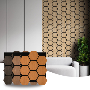 Pannelli Acustici Moderni HAORAN in Poliestere Eco-Friendly con Finitura in Legno Impiallacciato, Pannelli Fonoassorbenti per Scuole e Case - Product Image 1