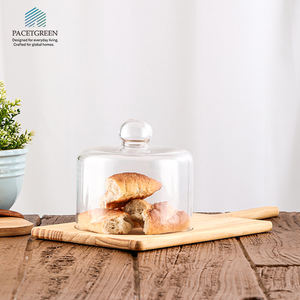 PACETGREEN in vetro Cloche per torta con pane a prova di polvere a forma di sfera a forma di cupola Base in legno per bancone da cucina e Display da tavolo - Product Image 3