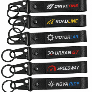 Llavero de cordón negro con estampado temático de carreras de fábrica certificado, sublimado, con logotipo de letra personalizado, pulseras para llaveros - Product Image 1