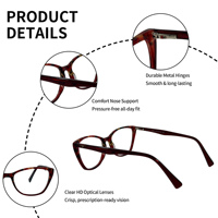Monturas de Gafas Ópticas para Mujer, Montura Completa Redonda, Lentes de PC, Diseño Ligero para Todas las Formas de Rostro