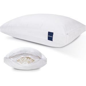 Oreiller hybride de luxe de haute qualité, réglable, double couche, alternative au duvet, mousse à mémoire de forme déchiquetée, blanc, pour les dormeurs sur le côté/le dos - Product Image 1