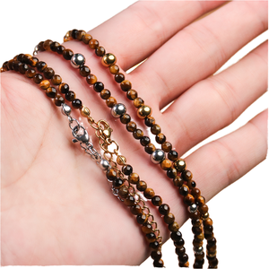 Collar personalizado con cuentas de ojo de tigre, piedra Natural, dorado, plateado, con diseño personalizado - Product Image 3