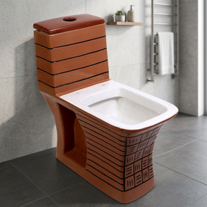 Modern Gray Marble Gold Line Ceramic One Piece WC Decorative Elongated Water Closet Floor Mounted Toilet - Product Image 4