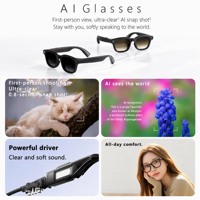 Lunettes intelligentes AI portables sans fil avec commande vocale, étanches IPX4, double caméra, commande tactile, pour les appels vidéo