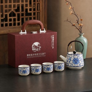 MSH Customized Logo 1-Pot 4-Cup Ceramic <strong>Teapot</strong> <strong>Set</strong> with Gilded Design for Business Gift - Product Image 6