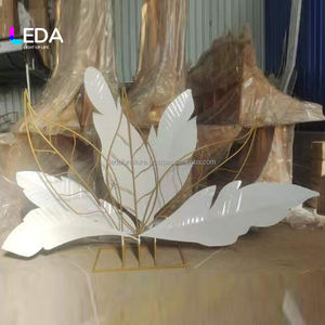 Lida ฉากหลังตกแต่งงานแต่งงานฉากหลังขนนกโลหะสำหรับตกแต่งงานเลี้ยงงานแต่งงาน - Product Image 4