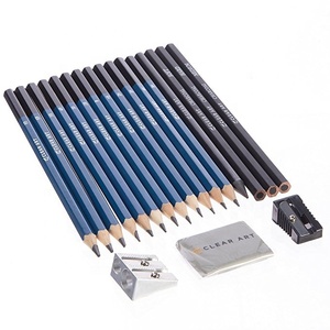 Bview sanat malzemeleri profesyonel kalite 33 adet sanatçı kroki çizim kalem seti siyah fermuar taşıma çantası - Product Image 2