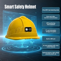 Casque de chantier intelligent avec balise lumineuse clignotante, protection anti-choc IP66, localisation GPS et connectivité IoT