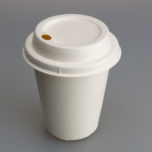 Food Grade Compostable Bagasse Pulp Fiber Coffee Cup with Pulp Lid