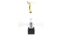 Trofeo de Golf Personalizado de Alta Calidad, Grabado, Ecológico, de Metal y Cristal, 12.5 Pulgadas, Dorado, para Competiciones de Golf y Celebraciones de Hitos