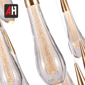 Lustre moderne fait main en cristal doré, luminaire multi-têtes pour salon, escalier, hôtel, éclairage design - Product Image 6