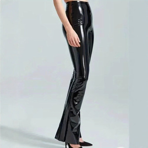 <span class=keywords><strong>Pantaloni</strong></span> <span class=keywords><strong>Neri</strong></span> Casual a Vita Alta Eleganti e Sexy da <span class=keywords><strong>Donna</strong></span> in <span class=keywords><strong>Pelle</strong></span> PU Effetto Specchio per Commercio Estero Transfrontaliero - Product Image 2