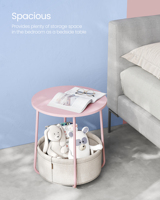 Table basse ronde moderne VASAGLE, petite table d'appoint avec panier en tissu pour salon
