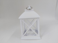 Lanterne LED compacte en plastique blanc, sans flamme, avec lumière vacillante, mini lanterne mignonne pour la maison, les mariages, le Ramadan, la décoration de Noël
