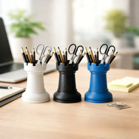 Tempat Pena Berbentuk Rook Catur Kotak Penyimpanan Kosmetik Organizer Desktop Multifungsi Vas Bunga Kreatif untuk Dekorasi Rumah Kantor