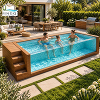 Piscine Conteneur Préfabriquée Hors Sol en Acrylique et Fibre de Verre, Personnalisée, 20ft 40ft, pour Villas, Jardins, Hôtels, Extérieurs de Luxe - En Vente