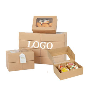 Kotak kue mewah Kemasan coklat hadiah logo kustom dekorasi kosong kertas Kraft jendela persegi - Product Image 1