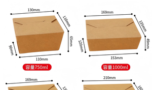 使い捨て茶色紙箱 中国 ファーストフード テイクアウト 軽食 サラダ バーベキュー チキン フライドライス 包装 - Product Image 3