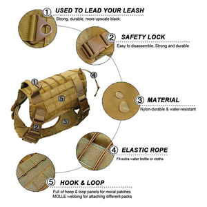 Tactische Outdoor Hondenvest Harnas En Riem Set Met Gespen Lus Haak En Patch Tags Voor Het Trainen Van Middelgrote Grote Honden Solide - Product Image 3