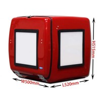 Boîte de livraison alimentaire carrée en fibre de verre avec serrure, boîte lumineuse à trois côtés pour coffre de moto et de trottinette électrique
