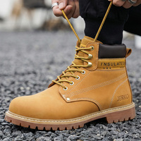 Bottes de sécurité de travail en cuir nubuck jaune M0081ST - Prix usine, résistantes à l'huile et aux acides, pour hommes