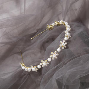 Delicada perla dorada <span class=keywords><strong>Bandeau</strong></span> Cheveux Femm lazos para el cabello de lujo elegante forma de flor diadema para niñas Fashional Vintage bandas para el cabello - Product Image 2