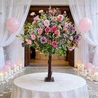Künstlicher Seidenrosenbaum Lebensechte Blumendekoration für Hochzeit Halloween Ostern Abschlussfeier Valentinstag