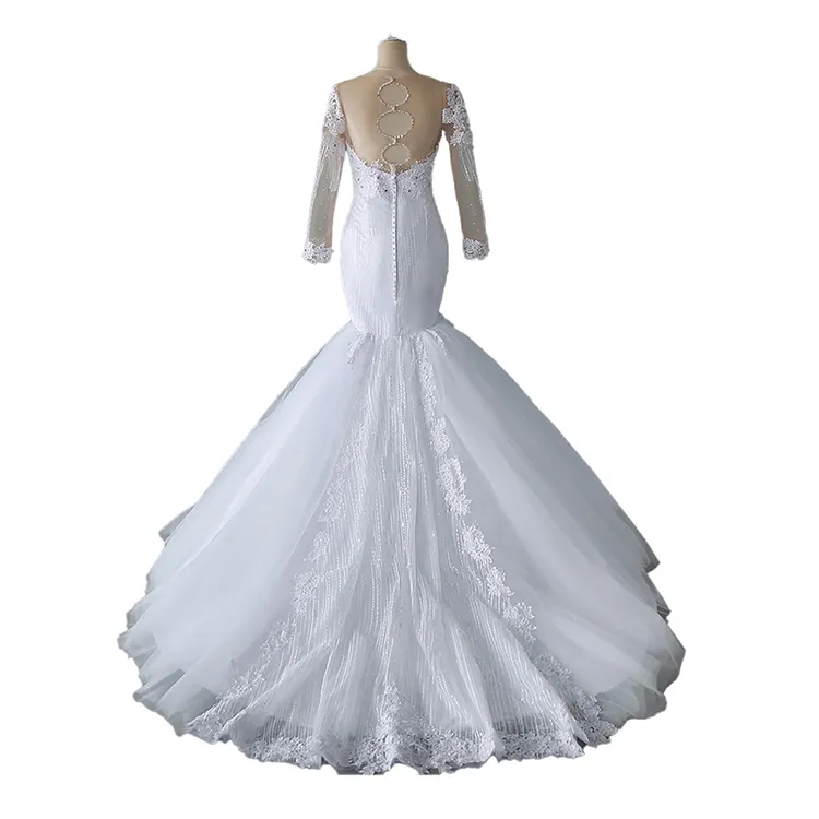 Vestido de noiva de tule, vestido de noiva com mangas compridas, moda de alta qualidade 2022