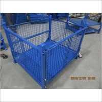 Cage de stockage pliable empilable en acier Q235 avec revêtement en poudre, capacité 100 kg, pour équipement de transport et rayonnages.