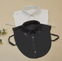 Faux col en polyester 100% pour femme, fait main, avec broderie flocon de neige et perles, en stock, idéal pour la décoration