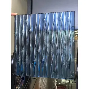 टिंटेड कास्ट ग्लास नीला कांस्य रंग एंटीस्टेटिक टेम्पर्ड स्लम्प ग्लास कला सजावटी वास्तुशिल्प ग्लास फ़्यूज़िंग पैटर्न थोक