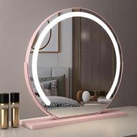 Miroir de maquillage de luxe moderne pour bureau, avec interrupteur tactile, lumières LED à intensité variable, grossissant, en métal et verre, sur pied, pour la maison et l'hôtel