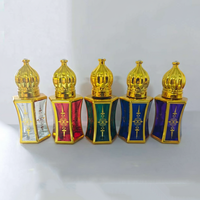 Flacon d'huile essentielle de parfum de 10 ml de style luxe du Moyen-Orient, forme unique, en verre électroplaqué, fabricant de flacons Attar