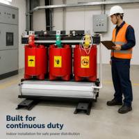 Transformateur de distribution cylindrique à résine époxy sèche triphasé 100 kVA 11/0,433 kV SCB11, économie d'énergie, IP20, 50/60 Hz, faible bruit
