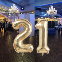 Ballons en Mylar Or Clair Numéro 21 de 40 Pouces pour Anniversaire 21 Ans, Mariage, Célébrations, Décorations OEM ODM