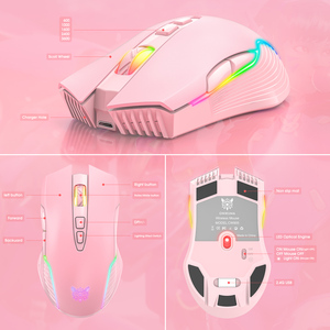 Ratón Inalámbrico para Juegos <span class=keywords><strong>ONIKUMA</strong></span> <span class=keywords><strong>CW905</strong></span> Rosa, Muestra Gratis, Ajustable, 7 Colores RGB, 6400DPI, Resistente al Agua - Product Image 5