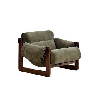 Poltrona Relax Verde Moderna per Soggiorno di Villa, Camera da Letto d'Hotel, con Struttura in Legno e Tessuto Rinfrescante - Product Image 2