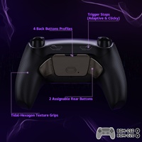 Kit de boutons arrière en métal véritable caoutchouté noir RISE Plus MAX avec déclencheurs à clic pour manette PS5 BDM-010/020