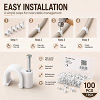 Attaches-câbles en acier plats et circulaires, tailles assorties 6mm 8mm, clips de fixation en plastique pour fil, pour la maison et le bureau, directement de l'usine