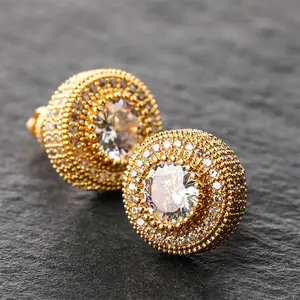 Luxury Steam Punk Trend Jewellery For Women Iced Out Zircon Hip Hop Men Piercings Stud Earrings