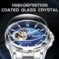 Montre mécanique automatique pour homme Mark Fairwhale 44MM, boîtier et bracelet en métal, mouvement à visière dynamique, fond transparent, étanche, lumineuse FW-6032