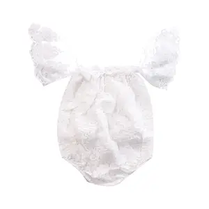 Hot Sale Säugling Spitze Overall Baby Mädchen schulter freien Stram pler