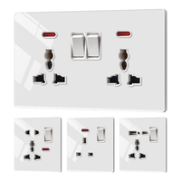 Interrupteur KSQ blanc 1/2/3 voies, installation facile, norme britannique, verre trempé, prise murale traditionnelle avec ports USB Type-C