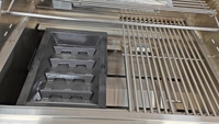 Barbecue RAYLIN pour extérieur, utilisation en jardin, intégré, en acier inoxydable 304, gaz naturel et charbon de bois, avec brûleur latéral et éclairage LED