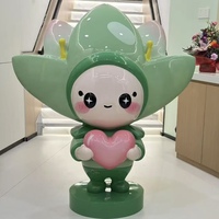 Patung Resin Karakter Bunga Kartun Lucu, Patung Boneka Bunga Kawaii untuk Hiasan Lanskap Mal, Taman, dan Taman Kanak-Kanak