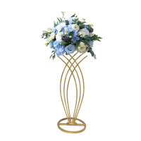 Support de fleurs géométrique en fer doré détachable de 80 cm de haut, idéal pour les fêtes et mariages, emballé en carton, centre de table de luxe